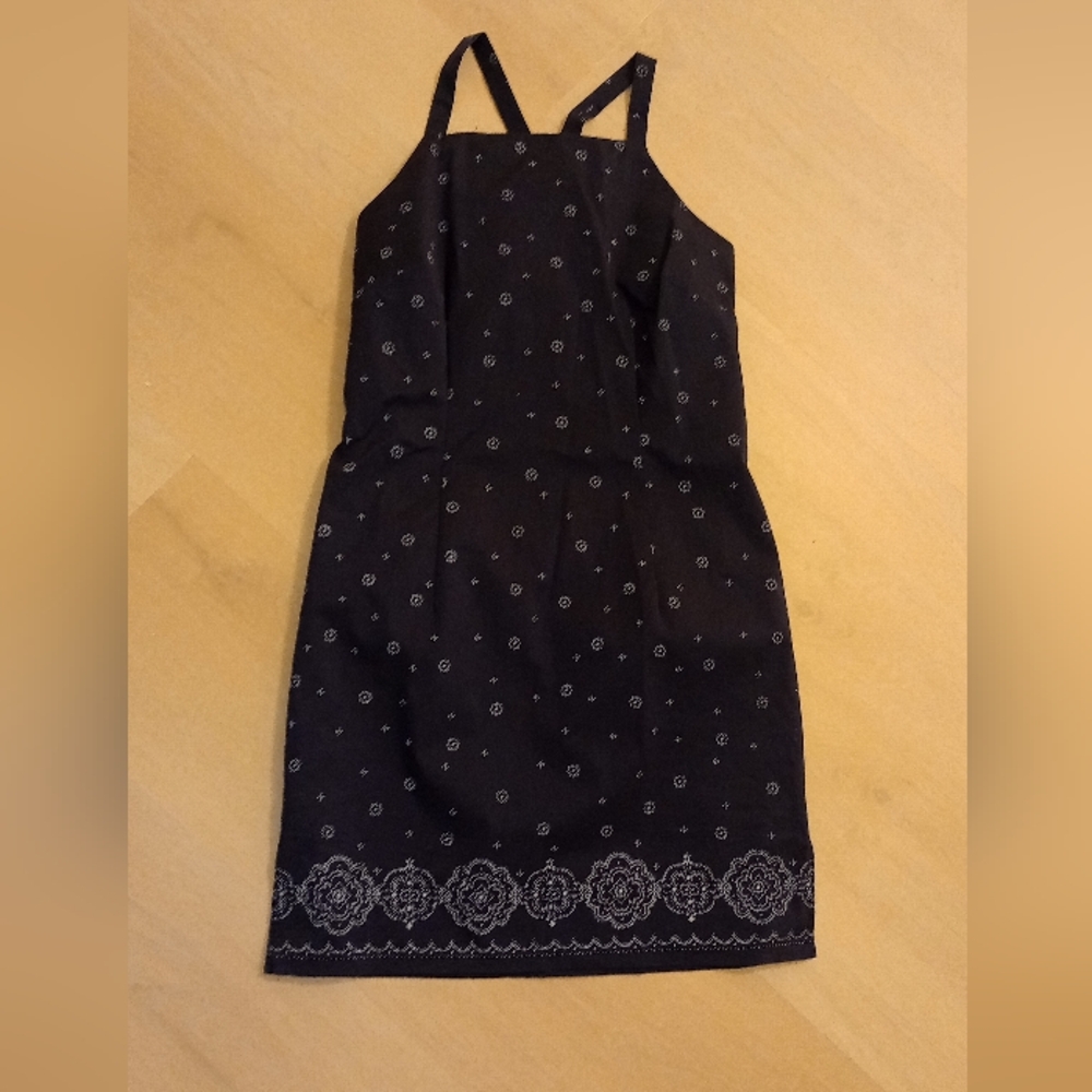 LOFT Navy and White Patterned Mini Dress Size 4P